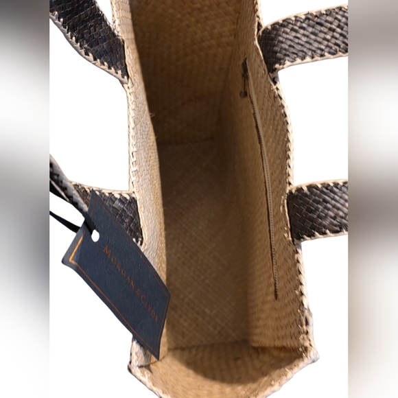 Morgan & Clyde Handmade In Java Woven Tote Bag With Flower Detail 13h"x11w"x6" - Picture 3 of 10